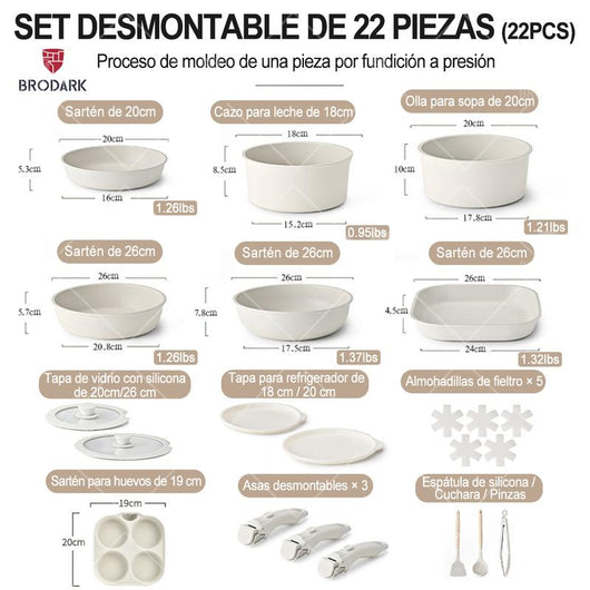 Batería De Cocina Juego De Sartenes 20 Piezas Ollas Y Sartenes