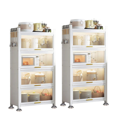 Armario FlexHome de acero blanco con puertas de vidrio